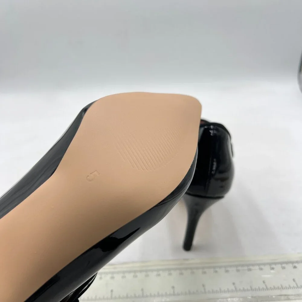 Zszszsu Black Mary Jane Pump Pointed Toe Mid Heels Ankle Strap Dress Shoes_6